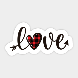 Love Red Buffalo Plaid Heart Arrow Gift Valentine's Day Shirt Sticker